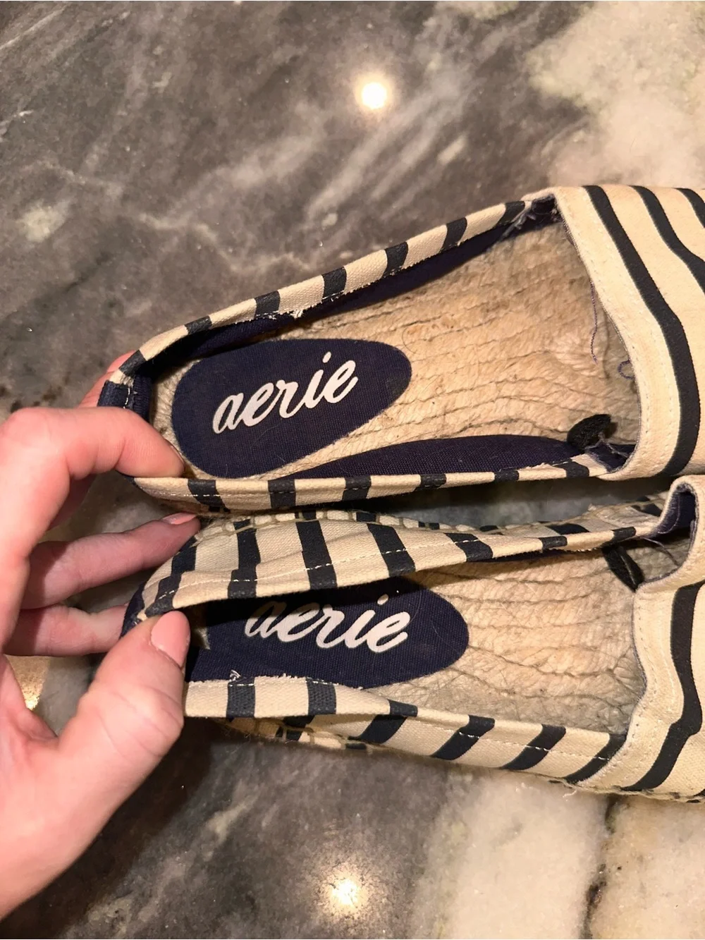 Aerie Size 8 Navy & White Striped Espadrilles Shoes Womens‎